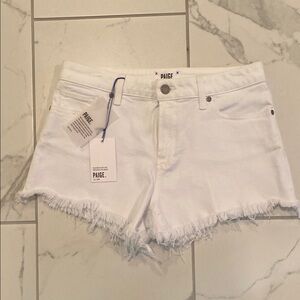 PAIGE Daryn Cut-Off Shorts in Optic White
